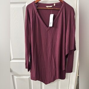 Soft Surroundings Women's V-Neck Burgundy Top